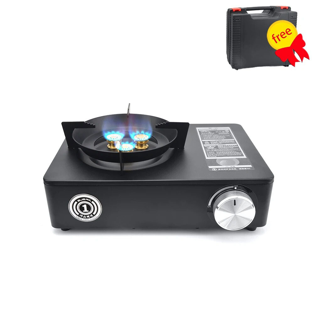 Portable High Efficiency Outdoor Camping Gas Stove Burner with Wind Shield