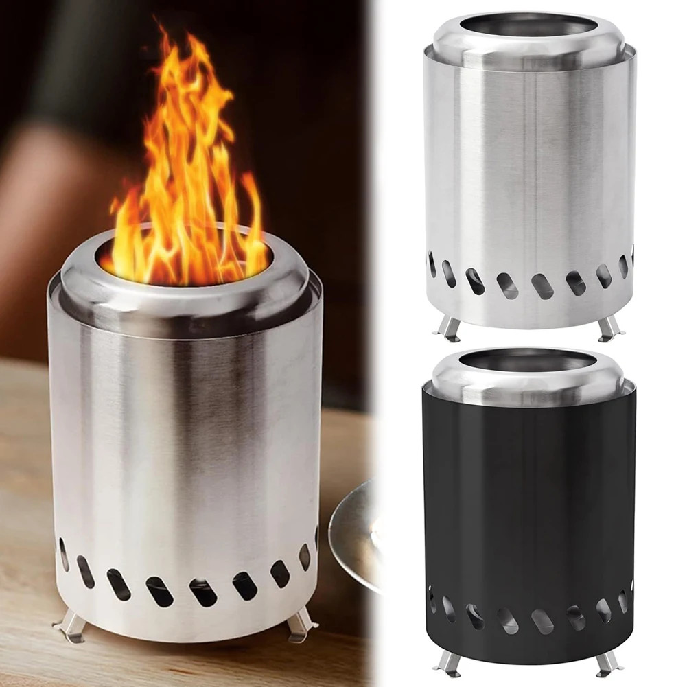 Smokeless Tabletop Fire Pit Stainless Steel Mini Indoor Outdoor Camping Patio