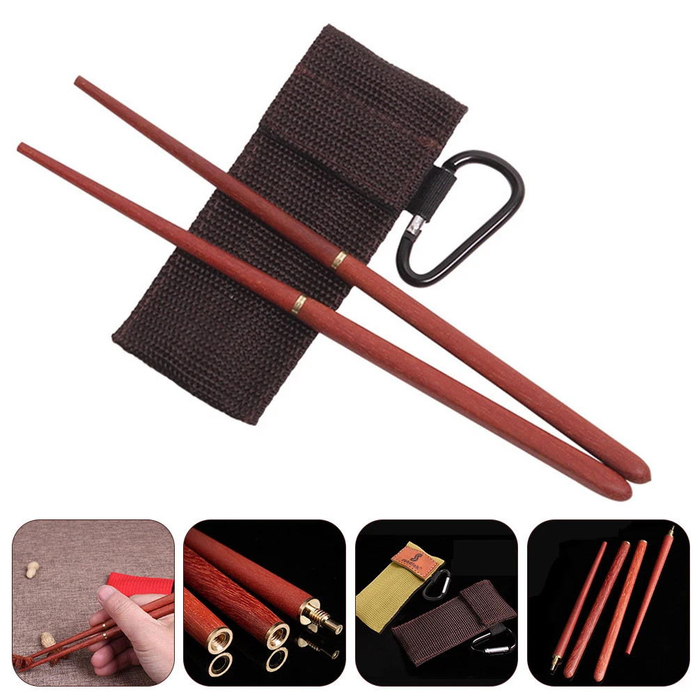 Mahogany Folding Chopsticks Portable Telescopic Camping Picnic Travel Tableware
