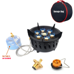 High-Performance Portable Camping Gas Stove 7-Burner with Dual Fuel Capability