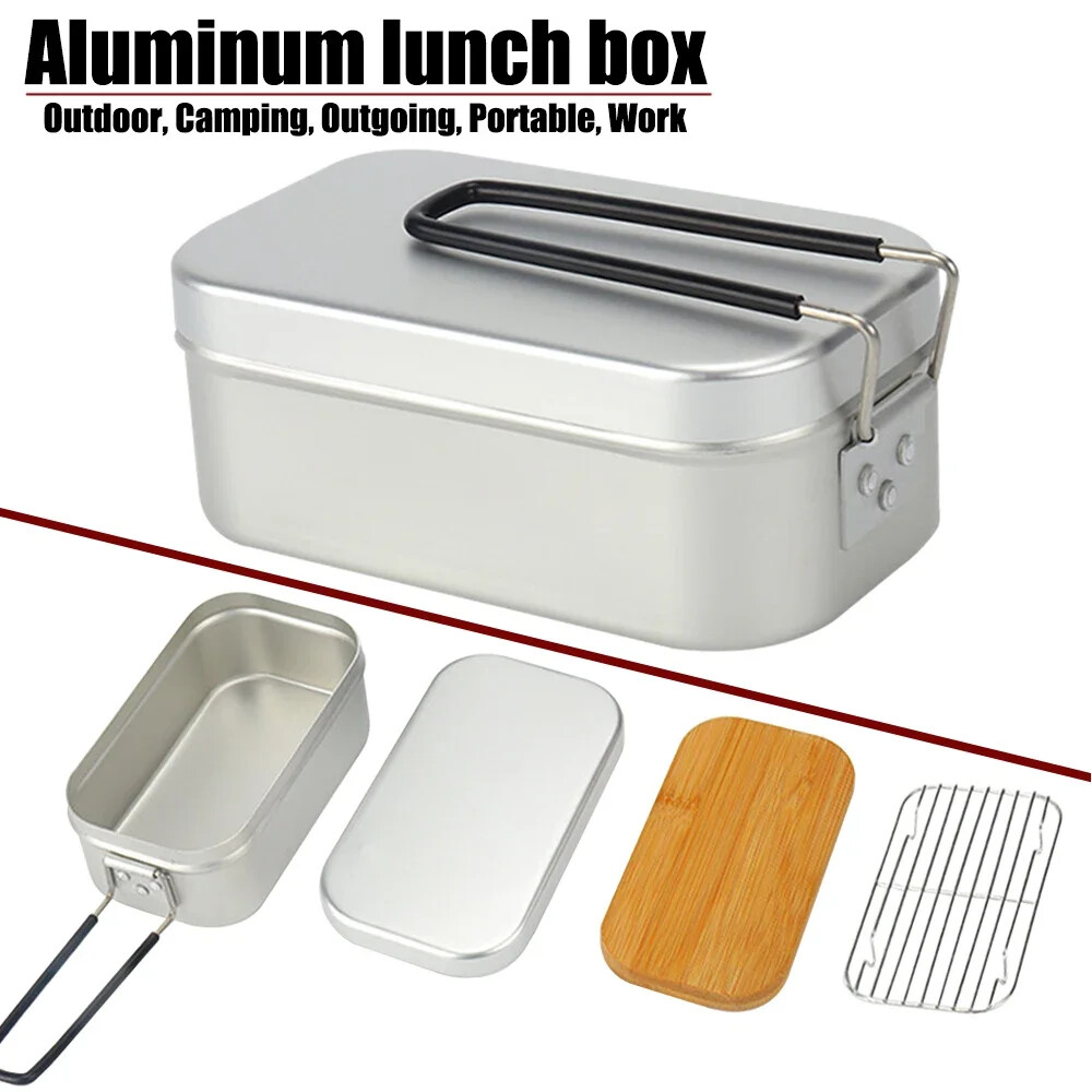 Ultralight Aluminum Camping Lunch Box Cookware Outdoor Cutlery Set Hiking Picnic