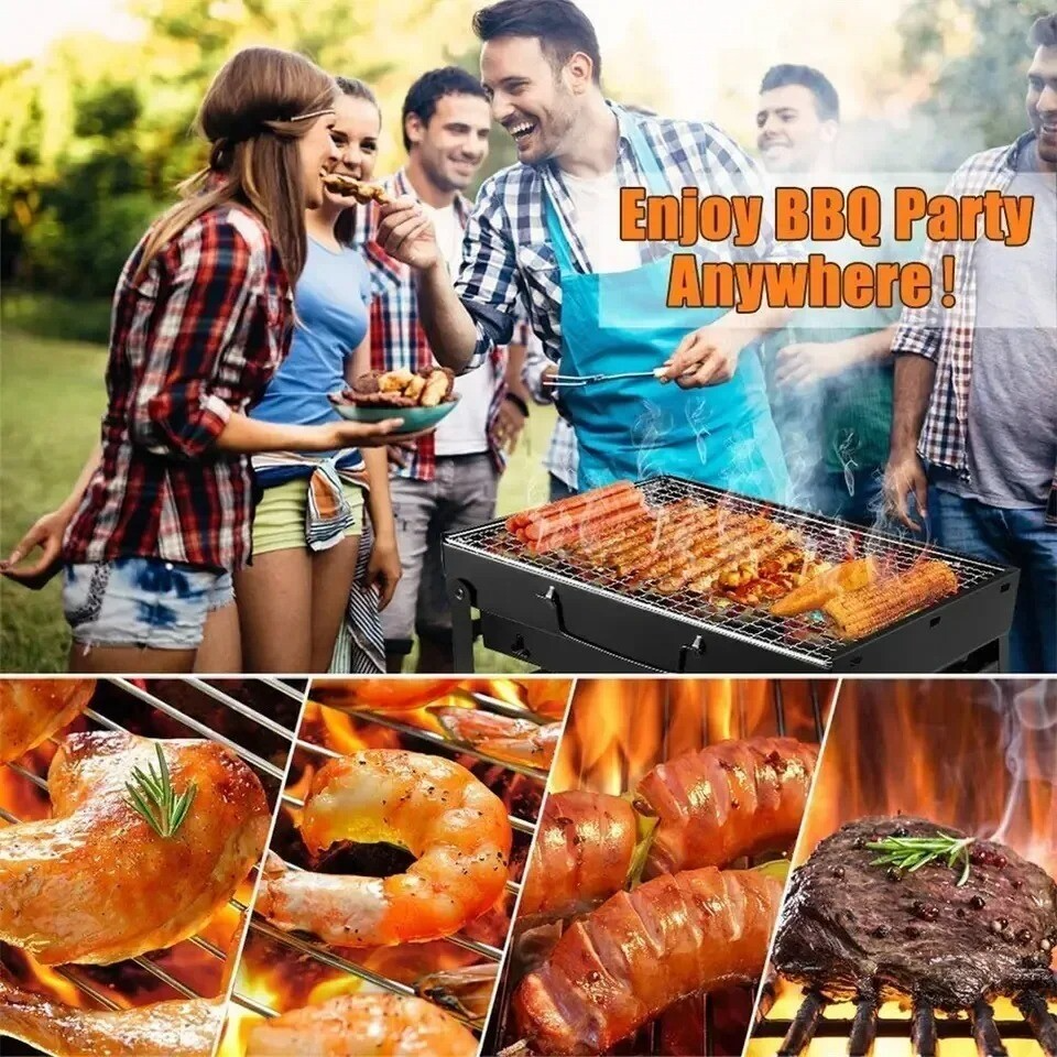 14" Portable BBQ Charcoal Grill Tool Kit Outdoor Cooking Camping Picnic Beach