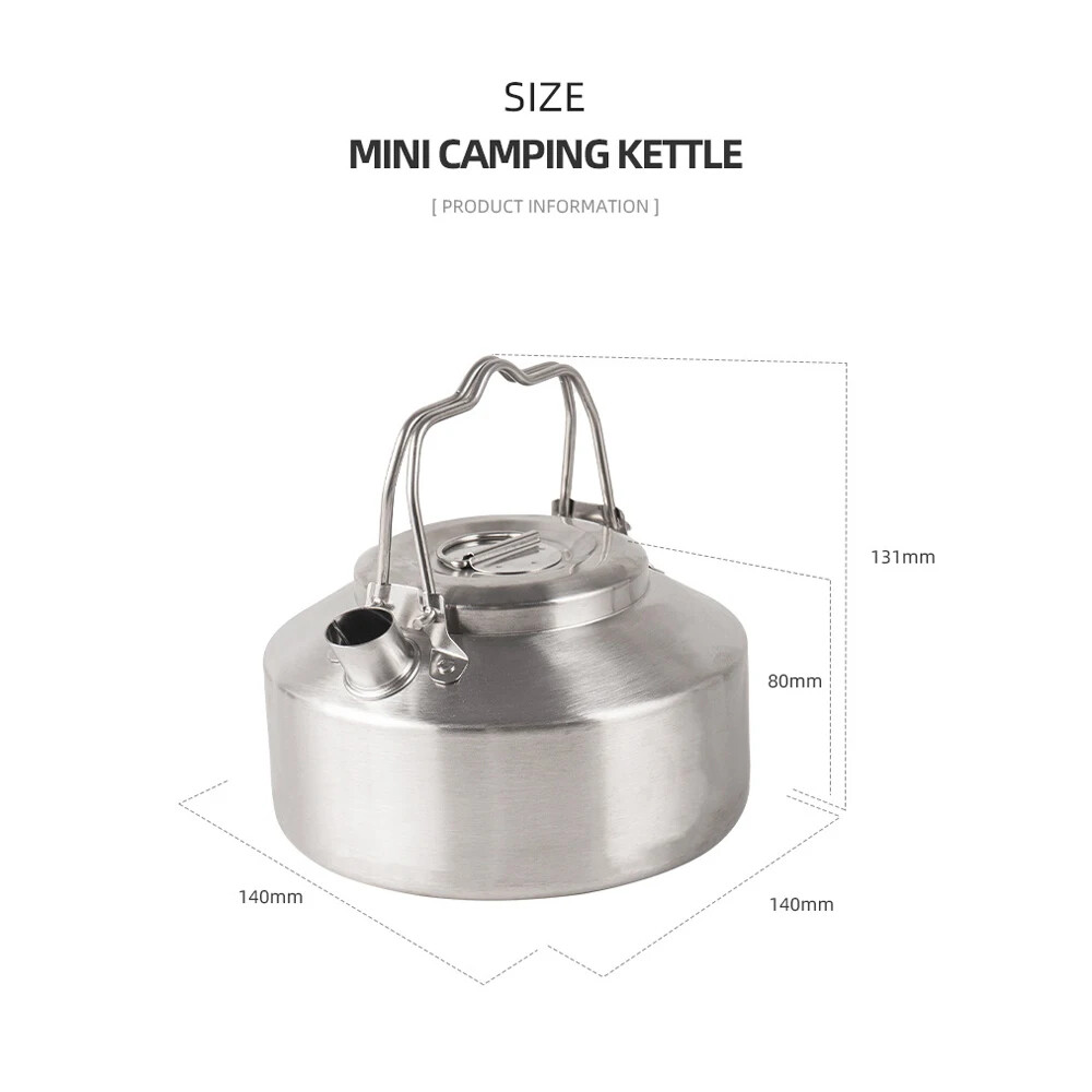 1L Stainless Steel Kettle Teapot Locking Handle Outdoor Camping Coffee Pot