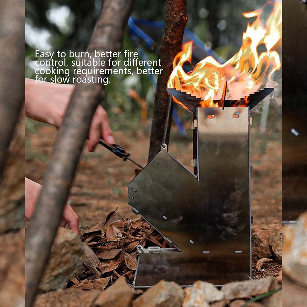 Rocket Stove Portable Wood Burning Camp Stove Stainless Steel
