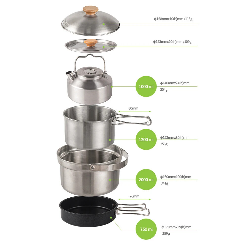 1L Stainless Steel Kettle Teapot Locking Handle Outdoor Camping Coffee Pot