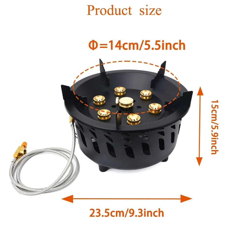 High-Performance Portable Camping Gas Stove 7-Burner with Dual Fuel Capability