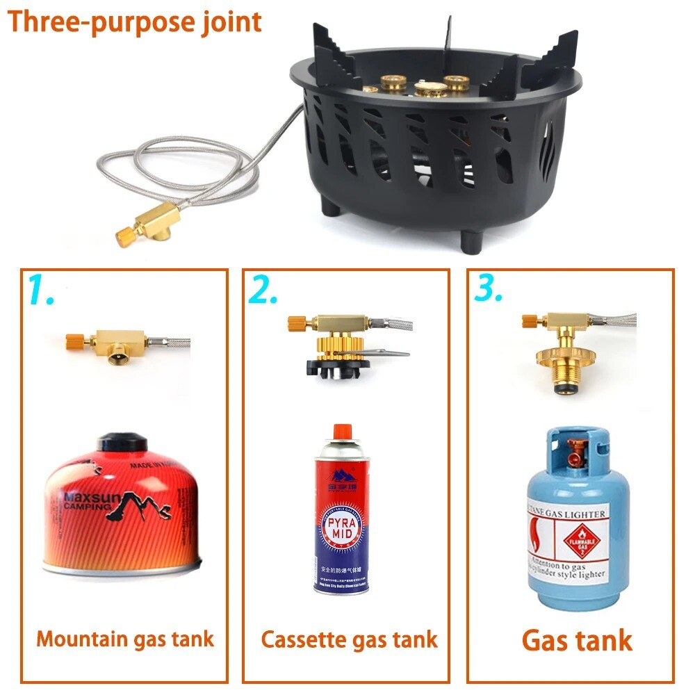 High-Performance Portable Camping Gas Stove 7-Burner with Dual Fuel Capability