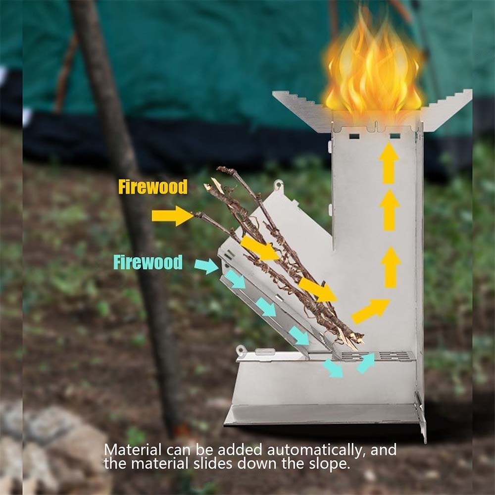 Rocket Stove Portable Wood Burning Camp Stove Stainless Steel