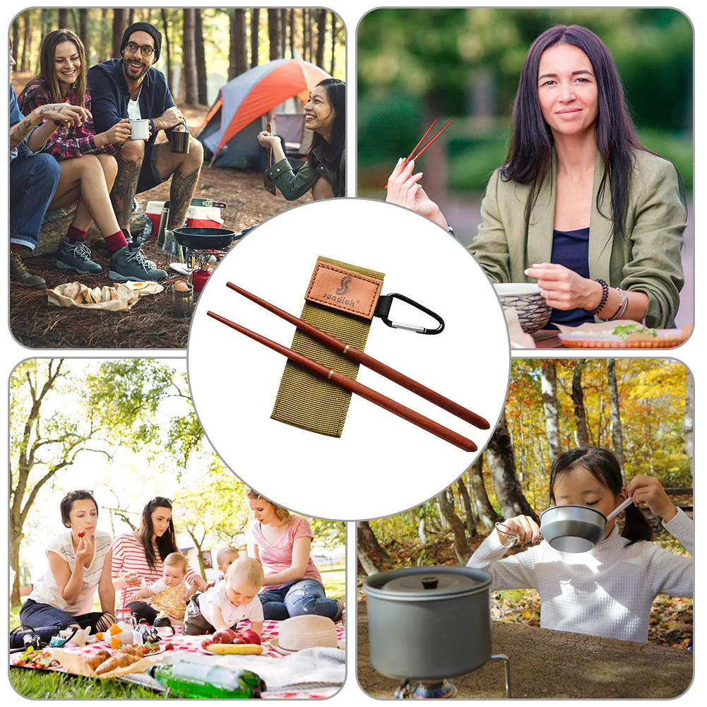Mahogany Folding Chopsticks Portable Telescopic Camping Picnic Travel Tableware