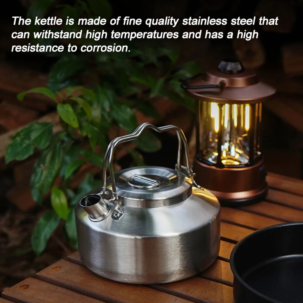 1L Stainless Steel Kettle Teapot Locking Handle Outdoor Camping Coffee Pot
