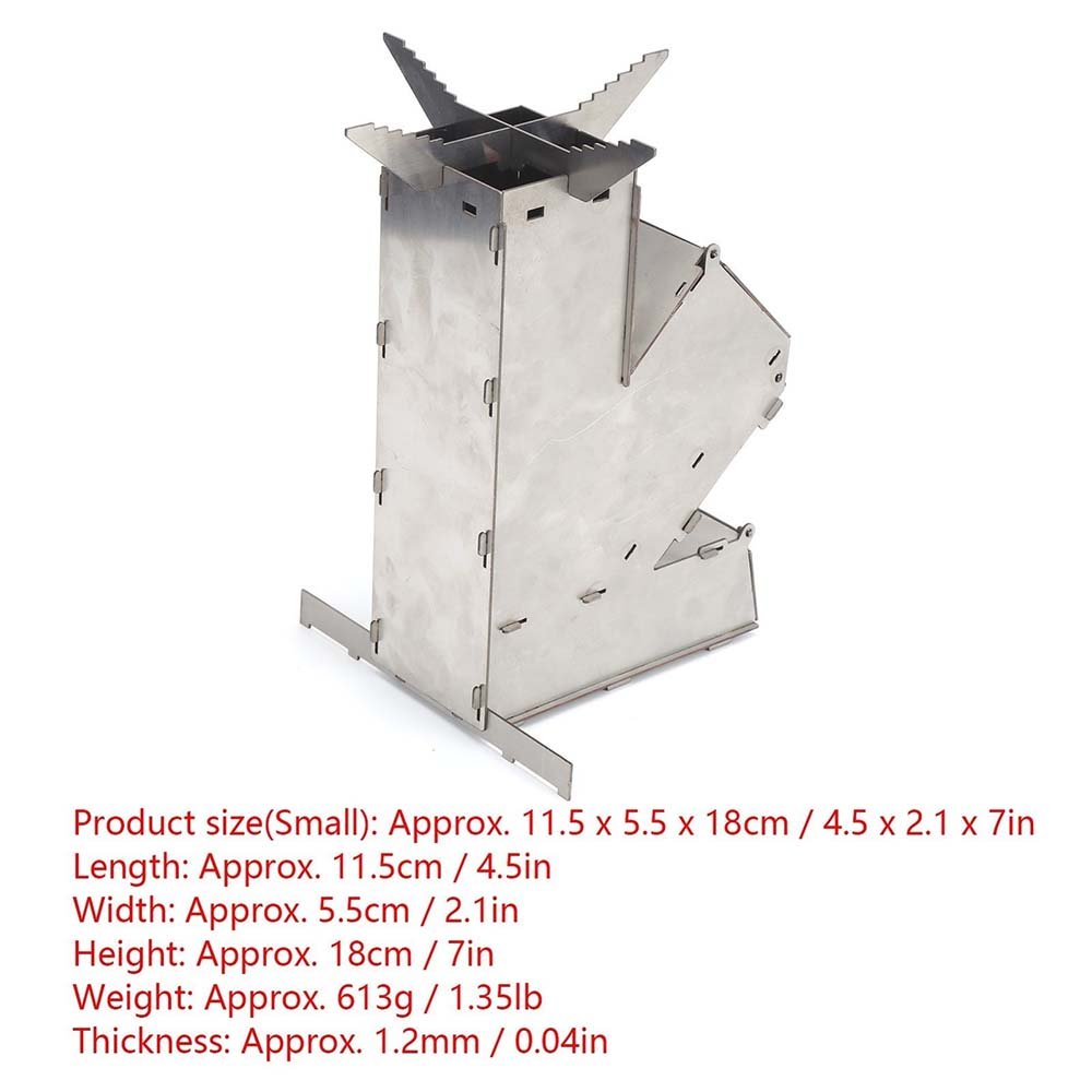 Rocket Stove Portable Wood Burning Camp Stove Stainless Steel