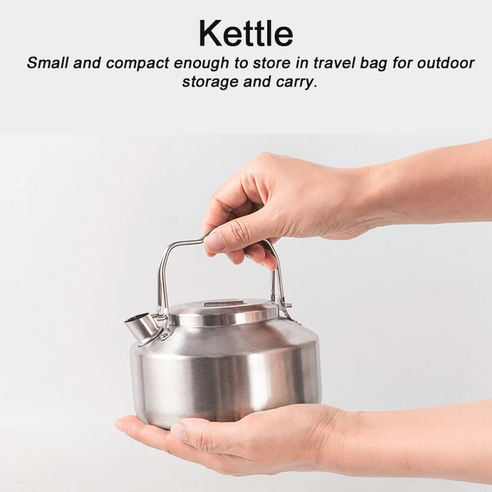 1L Stainless Steel Kettle Teapot Locking Handle Outdoor Camping Coffee Pot