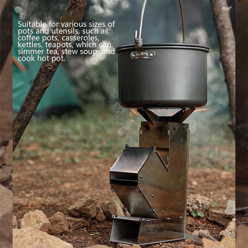 Rocket Stove Portable Wood Burning Camp Stove Stainless Steel
