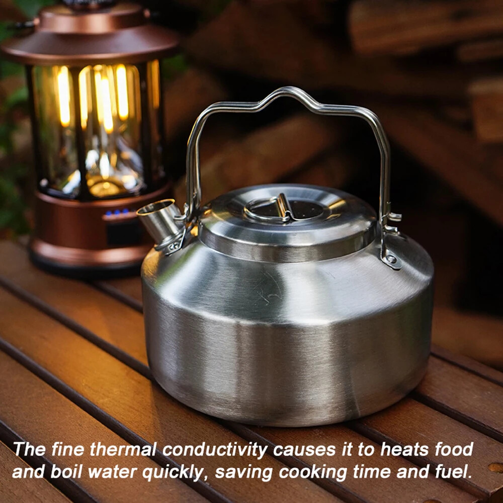 1L Stainless Steel Kettle Teapot Locking Handle Outdoor Camping Coffee Pot