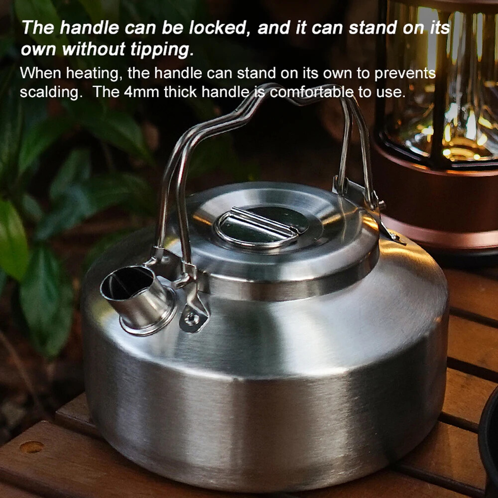 1L Stainless Steel Kettle Teapot Locking Handle Outdoor Camping Coffee Pot